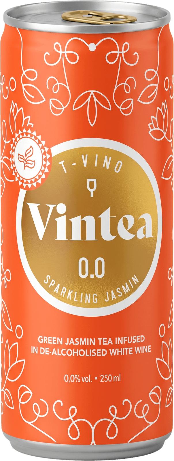 كانيط وقنينة ديال Vintea T-Vino Sparkling Jasmin بإتيكيت برتقالي مرجاني